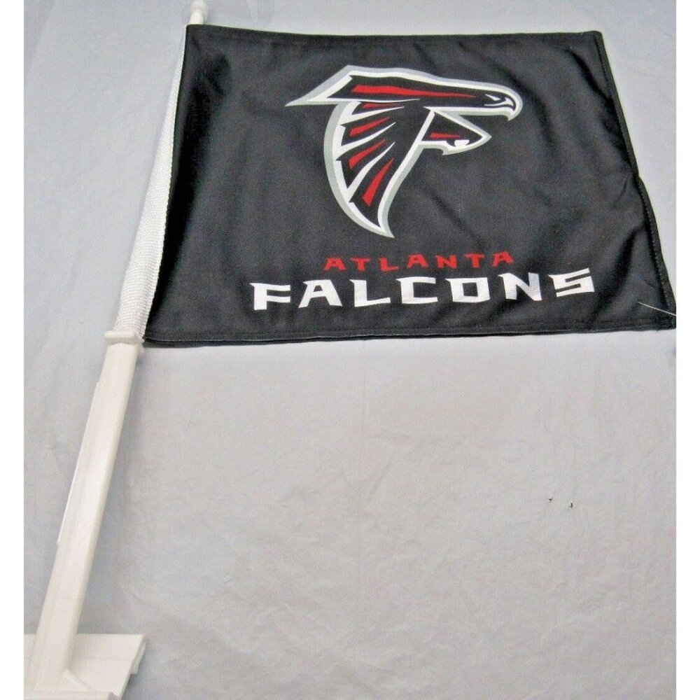 NFL Atlanta Falcons Logo over Name on Black Window Car Flag by Fremont Die